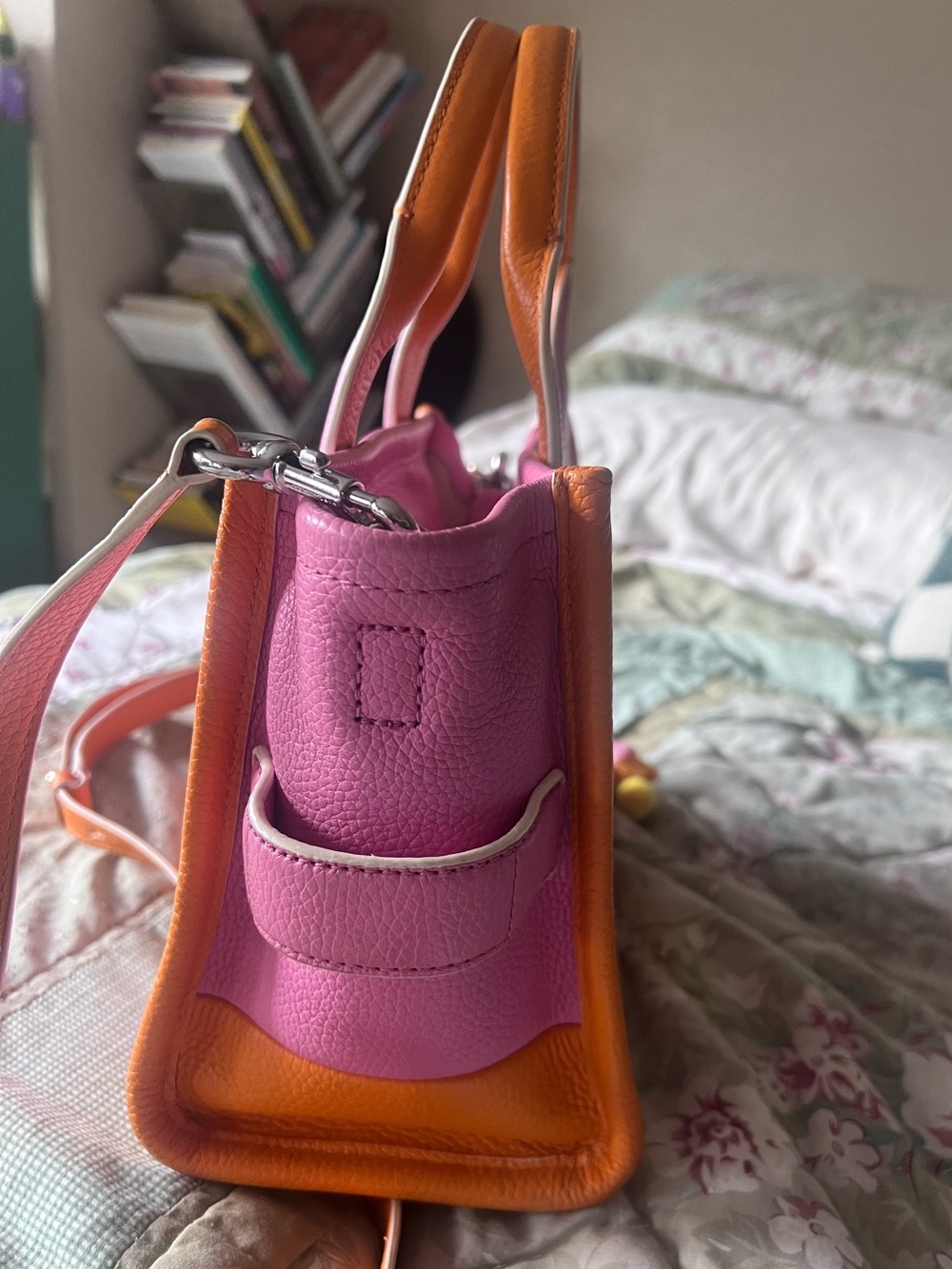 Marc Jacobs Pink and Orange Pebbled Leather Tote - Picture 5 of 16